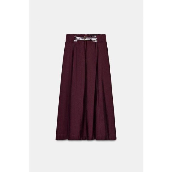 ZARA BELTED MIDI A-LINE SKIRT - Picture 5 of 7